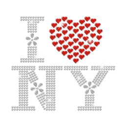 Fashionable I Love NY Iron-on Rhinestone Transfer