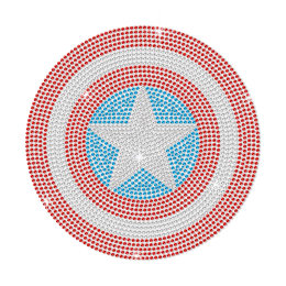 Bling Crystal Iron on Captain America Shield Transfer