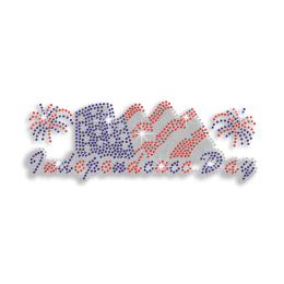 Independence Day Fireworks & Flags Iron-on Rhinestone Transfer