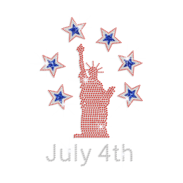 July 4th & Statue of Liberty Hotfix Glitter Rhinestone Transfer