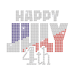 Shimmery Happy July 4th Iron-on Rhinestone Transfer