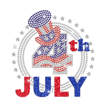 July 4th Celebration Heat Press Rhinestone Transfer Design