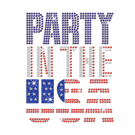 Big Party In The USA Hot-fix Rhinestone Transfer