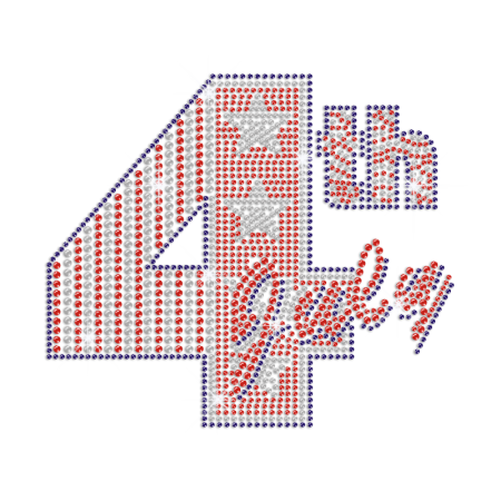 Bling July 4th Iron on Rhinestone Transfer