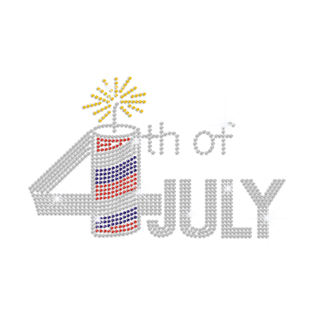 Sparkling Crystal 4th of July Fireworks Iron-on Rhinestone Transfer