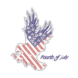 Fourth of July & The Bald Eagle Iron-on Rhinestone Transfer