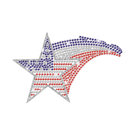 Shining America Star Hotfix Rhinestone Transfer