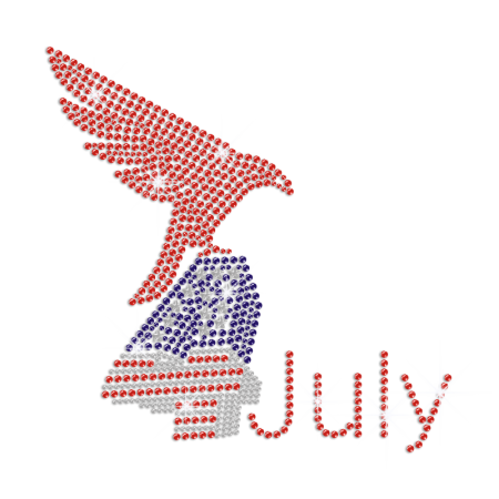 Bald Eagle Bling Pattern Iron on Rhinestone Transfer