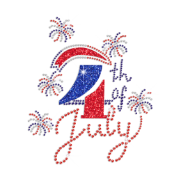 Sparkling July 4th Fireworks Iron on Rhinestone Transfer