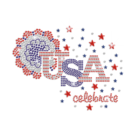 Celebrate the Independence Day of USA Iron on Rhinestone Transfer