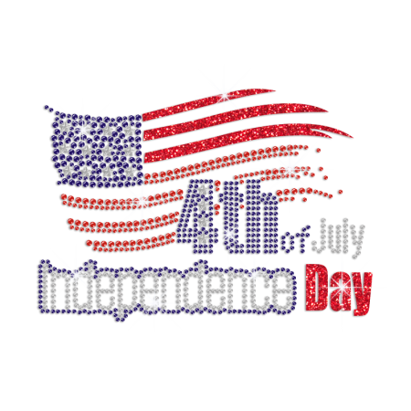 Royal Star Flag of Independence Day Iron on Rhinestone Glitter Transfer