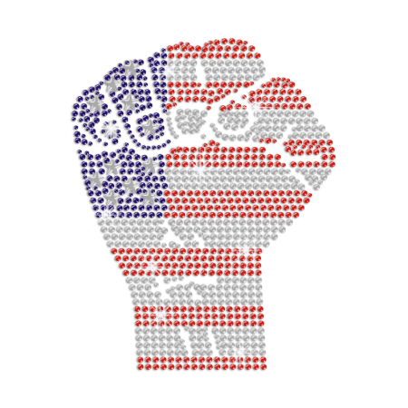 Clench Your Fist to Make the United States Iron on Rhinestone Transfer