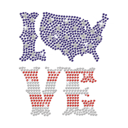 I Love United States Iron on Rhinestone Transfer