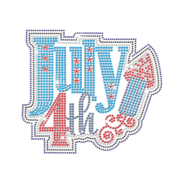 Bling July 4th with Fireworks Iron on Rhinestone Transfer Decal