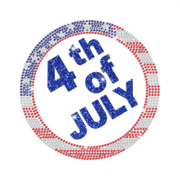 Glittering 4th of July Embedded in A Disc Iron on Rhinestone Transfer Decal