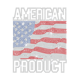 American Product with Bling American Flag Iron on Rhinestone Transfer Motif