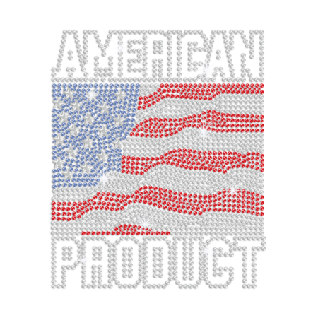 American Product with Bling American Flag Iron on Rhinestone Transfer Motif