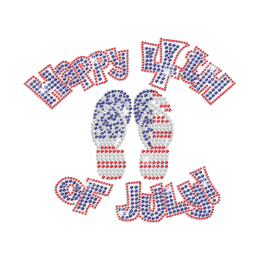 Happy 4th of July And Bling Slippers Iron on Rhinestone Transfer Motif