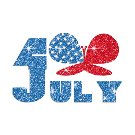 Glittering 4th of July Butterfly Iron on Rhinestone Transfer Decal