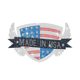 American Medal Made in USA Iron on Rhinestone Transfer Motif