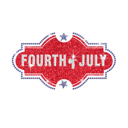 Glittering Signboard of Fourth of July Iron on Rhinestone Transfer Decal