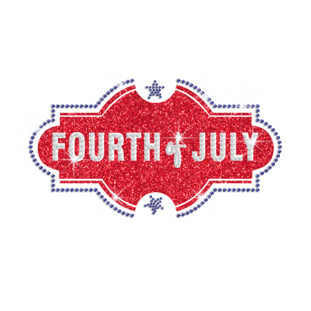 Glittering Signboard of Fourth of July Iron on Rhinestone Transfer Decal