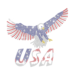 Flying Eagle Bling USA Iron on Rhinestone Transfer Decal