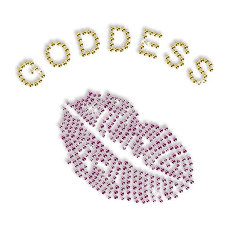 Goddess Purple Kiss Lip Hot Fix Rhinestone Transfer 