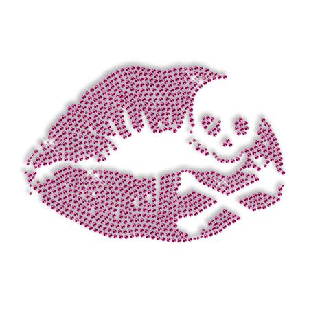 Nailhead Pink Kiss Lip with Skull Hot Fix Transfer Design