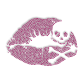 Nailhead Pink Kiss Lip with Skull Hot Fix Transfer Design