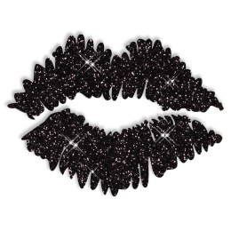 Black Glitter Kiss Lip Iron on Transfer Design