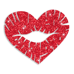 Custom Best Sparkle Heart Shape Red Lips Diamante Iron on Transfer Design