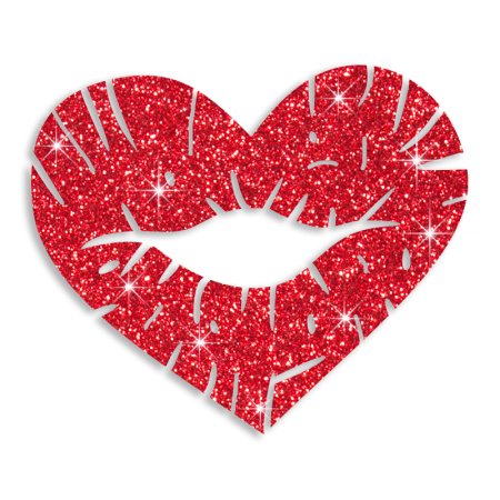 Custom Best Sparkle Heart Shape Red Lips Diamante Iron on Transfer Design