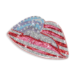 USA Flag Motif Lips Hotfix Diamante Transfer