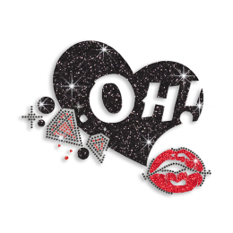 OH! Kiss & Heart & Diamonds Iron-on Rhinestone Transfer