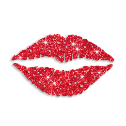 Red Lips & Kiss Iron-on Glitter Rhinestone Transfer
