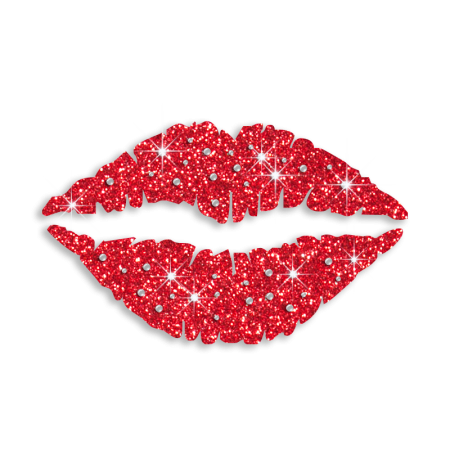 Red Lips & Kiss Iron-on Glitter Rhinestone Transfer