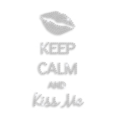 Crystal Keep Calm and Kiss Me Iron-on Rhinestone Transfer