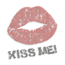 Kiss Me with Sexy Red Lips Iron-on Rhinestone Transfer
