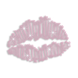 Light Pink Lips & Kiss Iron on Rhinestone Transfer