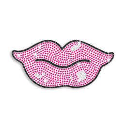 Rose Pink Kiss & Lips Iron-on Rhinestone Transfer