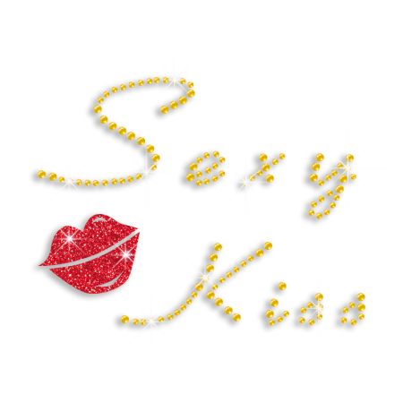 Sexy Kiss with Lips Iron-on Glitter Rhinestone Transfer