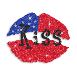 Patriotic Kiss Iron-on Glitter Nailhead Transfer
