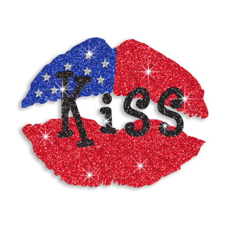 Patriotic Kiss Iron-on Glitter Nailhead Transfer