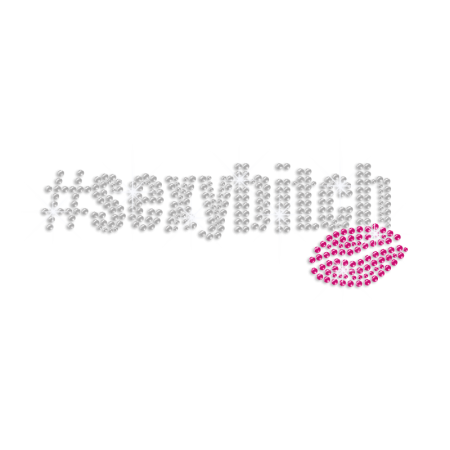 Trendy # Sexy Bitch Kiss Iron-on Rhinestone Transfer