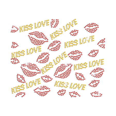 Kiss Love Iron on Rhinestone Transfer