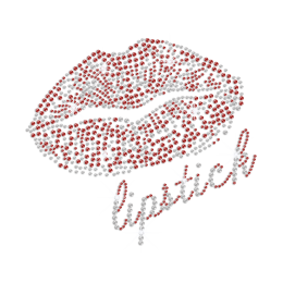 Dark Ruby Rhinestone Lipstick Iron on Transfer Design