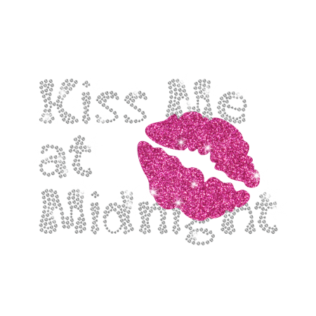 Magic Show Kiss Me At Midnight Glitter Rhinestone Iron-on Transfer Pattern