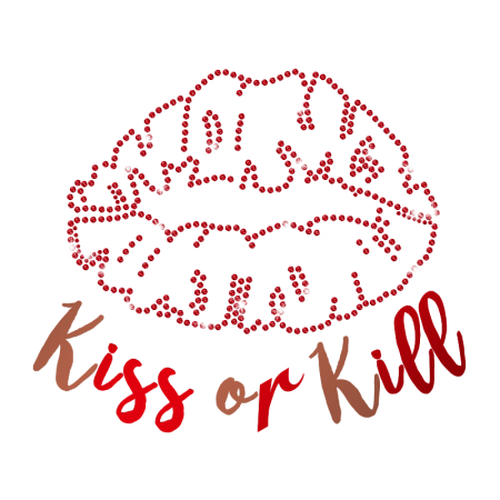 Magic Show Kiss or Kill HOLOFOIL Rhinestone Iron On Transfer Design