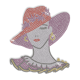 Hat Lady Iron on Crystal Pattern Motif